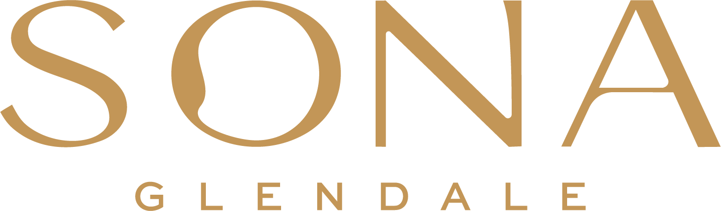 The image displays the word "SONA" in large letters with a green background and the word "GLENDALE" in smaller letters below it.